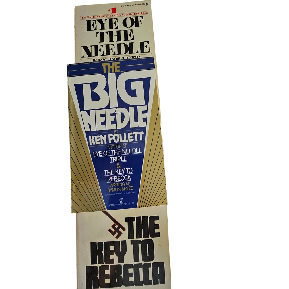 Ken Follett Vintage PB Lot of 3 Eye of the Needle Key to Rebecca Big Needle